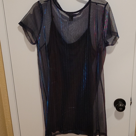 Forever 21 Dresses & Skirts - Black strappy dress with cover sheer dress